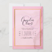 LeahG赤面ピンクの金ゴールドインクグラデーション結婚式の招待 招待状 (正面)