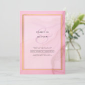 LeahG赤面ピンクの金ゴールドインクグラデーション結婚式の招待 招待状 (スタンド正面)