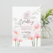 LeahG赤面ピンクカラリユリーウェディングイベントフローラ 招待状 (スタンド正面)