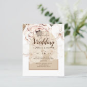 LeahG赤面ピンクシャンパーニュフローラ結婚式の招待 (スタンド正面)