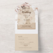 LeahG赤面ピンクシャンパーニュフローラ結婚式の招待 オールインワン招待状 (内側)