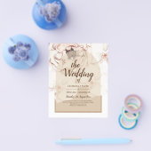 LeahG赤面ピンクシャンパーニュフローラ結婚式の招待 チラシ (シングル)