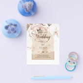 LeahG赤面ピンクシャンパーニュフローラ結婚式の招待 チラシ (シングル)