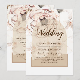 LeahG赤面ピンクシャンパーニュフローラ結婚式の招待 招待状