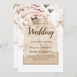 LeahG赤面ピンクシャンパーニュフローラ結婚式の招待 招待状