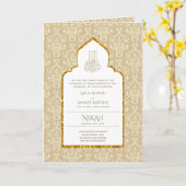 LeahG金ゴールドホワイトイスラム教徒の結婚式の招待 カード (黄色い花)