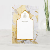 LeahG金ゴールドホワイトイスラム教徒の結婚式の招待 カード (裏面)