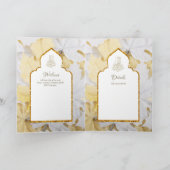 LeahG金ゴールドホワイトイスラム教徒の結婚式の招待 カード (内部)