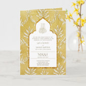 LeahG金ゴールドホワイトイスラム教徒の結婚式の招待 カード (黄色い花)