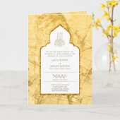 LeahG金ゴールドホワイトイスラム教徒の結婚式の招待 カード (黄色い花)