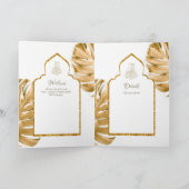 LeahG金ゴールドホワイトイスラム教徒の結婚式の招待 カード (内部)