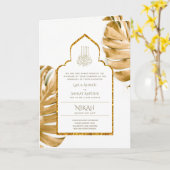 LeahG金ゴールドホワイトイスラム教徒の結婚式の招待 カード (黄色い花)