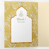 LeahG金ゴールドホワイトイスラム教徒の結婚式の招待 三つ折り招待状 (内部最初)