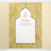 LeahG金ゴールドホワイトイスラム教徒の結婚式の招待 三つ折り招待状 (内部中)