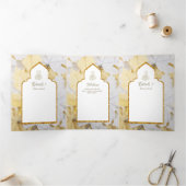 LeahG金ゴールドホワイトイスラム教徒の結婚式の招待 三つ折り招待状 (内部)