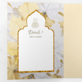 LeahG金ゴールドホワイトイスラム教徒の結婚式の招待 三つ折り招待状 (内部最初)