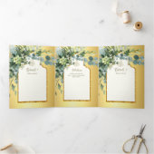 LeahG金ゴールドホワイトイスラム教徒の結婚式の招待 三つ折り招待状 (内部)