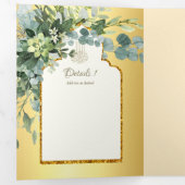 LeahG金ゴールドホワイトイスラム教徒の結婚式の招待 三つ折り招待状 (内部最初)