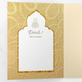 LeahG金ゴールドホワイトイスラム教徒の結婚式の招待 三つ折り招待状 (内部最初)