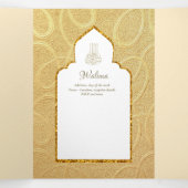 LeahG金ゴールドホワイトイスラム教徒の結婚式の招待 三つ折り招待状 (内部中)