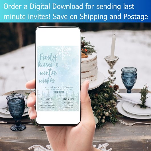 LeahG霜の降りたキスn Winter Wishesブライダルシャワー 招待状