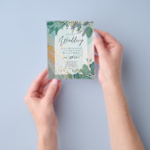 LeahG シーグラス インク ティール ゴールド グリーンナリー ウェディング インビテ チラシ (手)