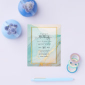 LeahG シーグラス ティール ゴールド インク 結婚式 招待状 チラシ (シングル)