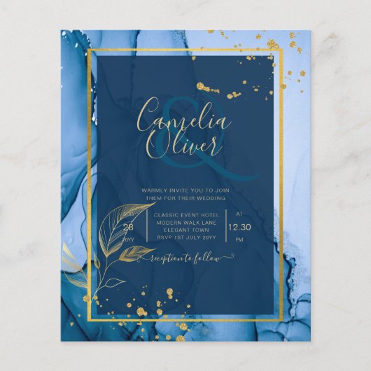 LeahG®ネイビーブルー金ゴールドアルコールイン結婚クス チラシ (正面)