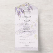 LeahG パープル 藤の花 ラックレース フローラル ウェディング インビテーション (内側)