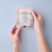 LeahG ピンク パープル ラベンダー ゴールド インク 結婚式 招待状 チラシ (手)