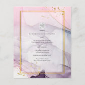 LeahG ピンク パープル ラベンダー ゴールド インク 結婚式 招待状 チラシ (裏面)