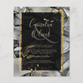 LeahG®ブラック金ゴールドアルコールインクウェディングINVITE (正面)