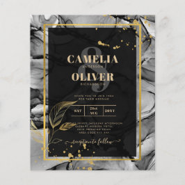 LeahG®ブラック金ゴールドアルコールインクウェディングINVITE チラシ