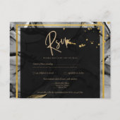 LeahG®ブラック金ゴールドアルコールインクウェディングINVITE ポストカード (正面)