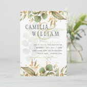 LeahG ボタニカル グリーナリー ゴールド ウェディング 招待 招待状 (スタンド正面)