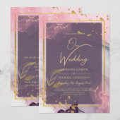 LeahG®ラベンダーインクマウブパープル金ゴールド結婚ズ 招待状 (正面/裏面)