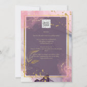 LeahG®ラベンダーインクマウブパープル金ゴールド結婚ズ 招待状 (裏面)