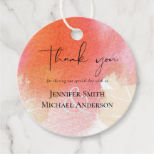 LeahG 予算オシャレ ウェディング 赤オレンジ 水彩 葉