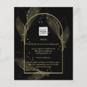 LeahG Black Gold Leaves Modern Wedding INVITE チラシ (裏面)