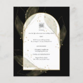 LeahG Black Gold Leaves Modern Wedding INVITE チラシ (裏面)