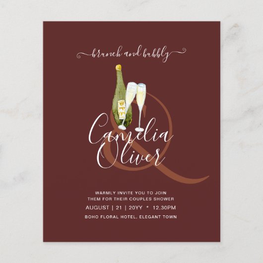 LeahG BUDGETブルンチバブリーブライダルシャワー結婚ズ チラシ (正面)