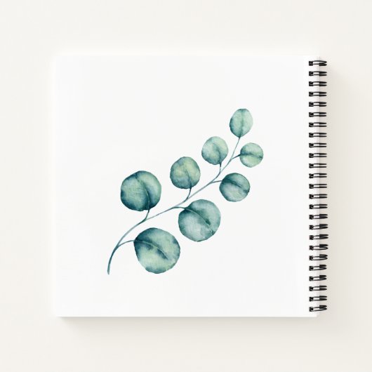 LeahG BUDGETユーカリプトゥス結婚グリーンリーのゲストブック ノートブック (裏面)