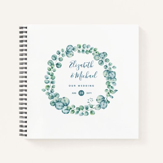 LeahG BUDGETユーカリリース結婚ズゲストブック ノートブック (正面)
