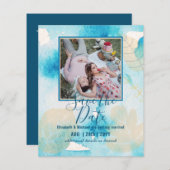 LeahG BUDGET写真の日付救抽象芸術水色 (正面/裏面)