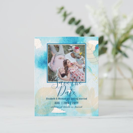 LeahG BUDGET写真の日付救抽象芸術水色 (スタンド正面)