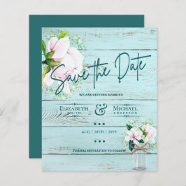 LeahG BUDGET日付を保存ピンクマグノリアスティール（緑がかった色）