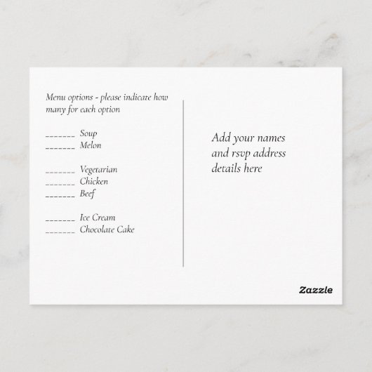 LeahG BUDGET星空の夜の結婚式RSVP ポストカード (裏面)