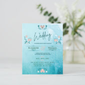 LeahG BUDGET結婚式の招待フォークアートティール(緑がかった色)ピンク (スタンド正面)