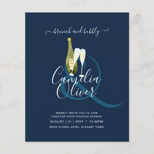 LeahG BUDGET Brunch Bubbly Bridal Shower Wedding チラシ (正面)