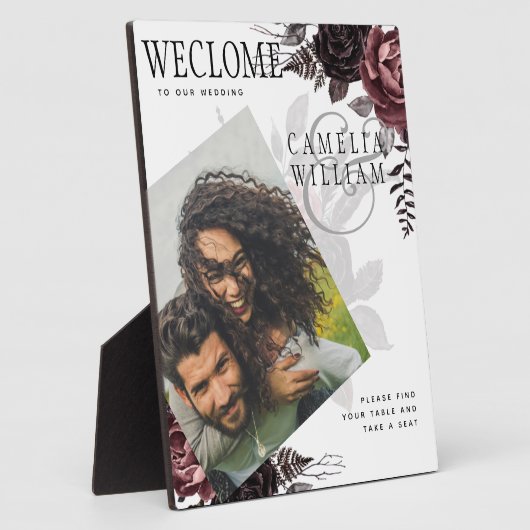 LEAHG Burgundyブラックバラ結婚ズの写真へようこそ フォトプラーク (側面)